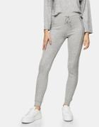 Topshop Brushed Ribbed Sweatpants In Gray Heather-brown