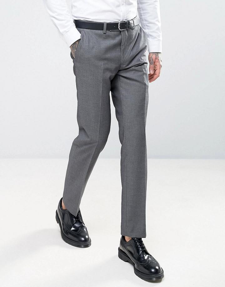 Harry Brown Slim Fit Birds Eye Suit Pants - Gray