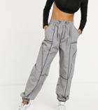 Missguided Oversized Sweatpants With Contrast Stitch Detail In Gray-grey