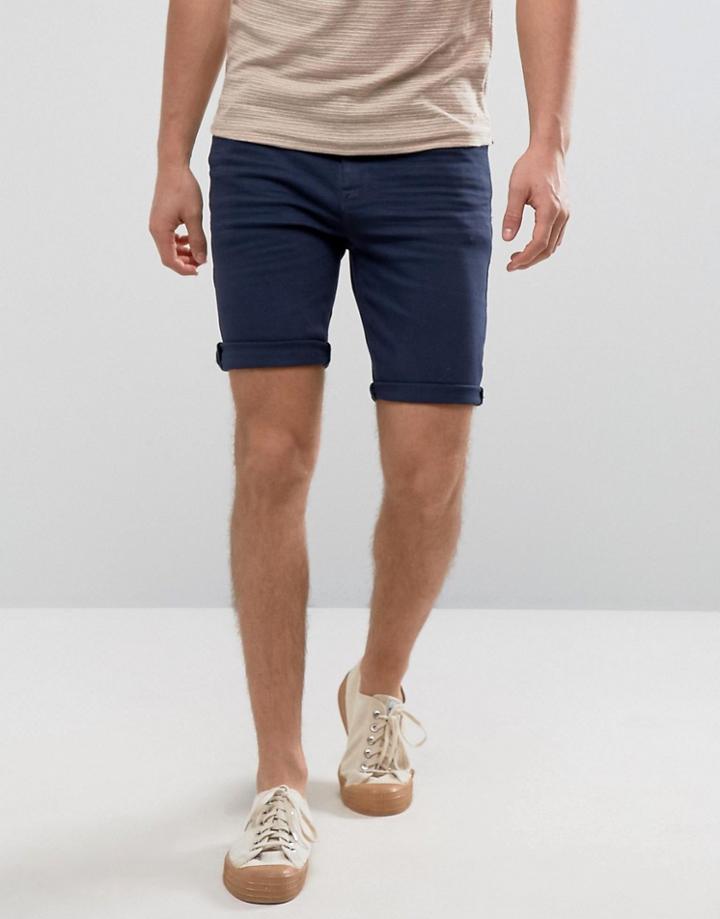 Asos Denim Shorts In Super Skinny Dark Blue - Blue