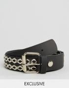 Reclaimed Vintage Leather Studded Belt - Black