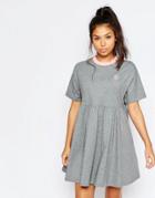 Lazy Oaf Jersey Retro T-shirt Dress With Puppy Icon - Gray