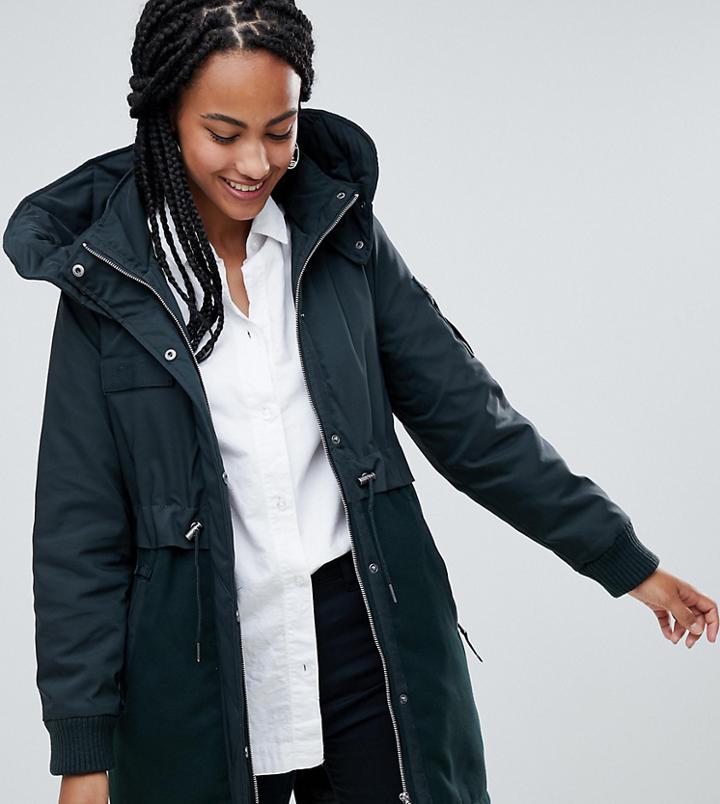 Esprit Zip Detail Drawstring Parka-green