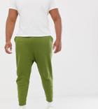 Asos Design Plus Drop Crotch Joggers In Khaki - Green