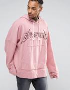 Granted Super Oversized Grunge Hoodie With Extra Long Sleeves - Pink
