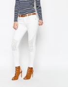 Supertrash Paradise Cropped Jeans With Embroidered Knee - White