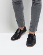 Silver Street Woven Lace Up Shoes In Black Leather - Black