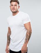 Asos Super Longline Muscle Rib T-shirt With Curved Hem In White - White