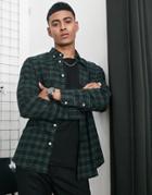 Selected Homme Check Flannel Shirt In Dark Green And Black-multi