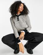 River Island Boucle Pie Crust Collar Sweater In Black