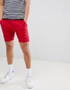 Asos Design Skinny Chino Shorts In Red - Red