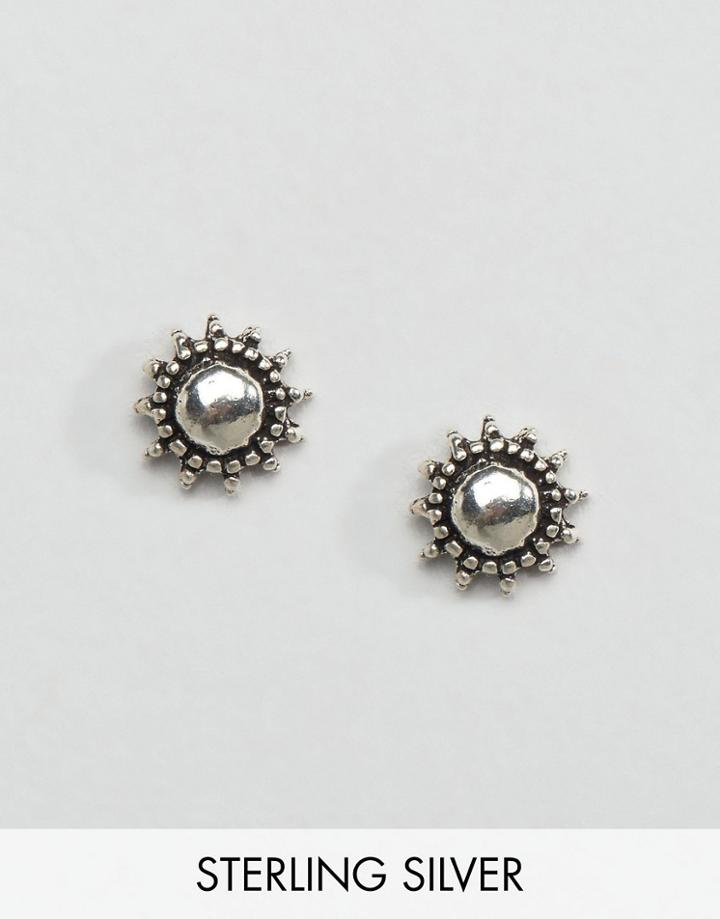 Kinsgley Ryan Sterling Silver Sun Stud Earrings - Silver