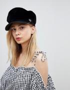 Glamorous Black Suede Look Bakerboy Hat