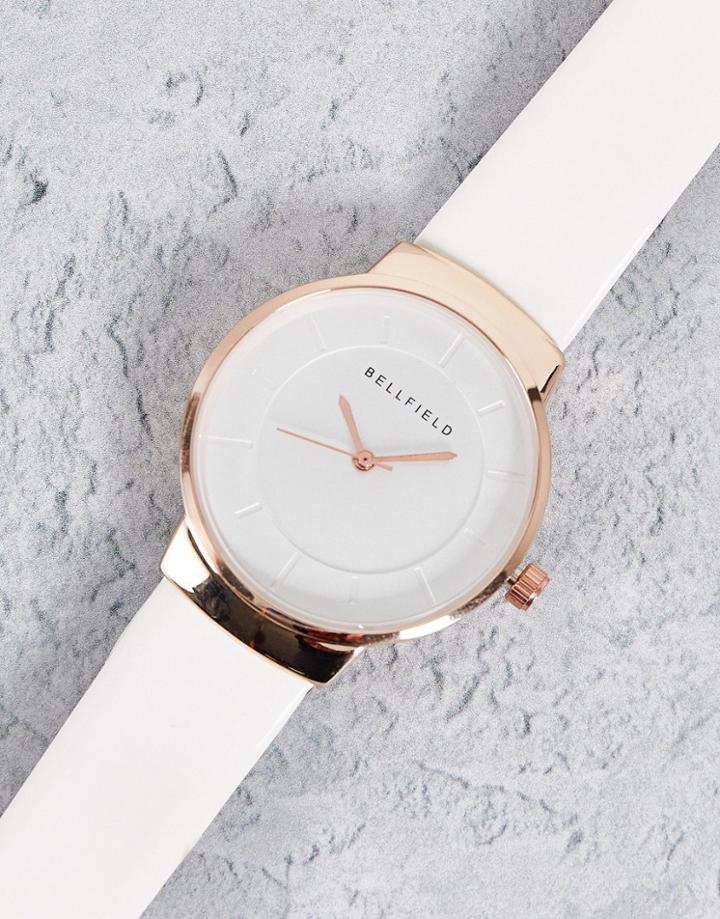 Bellfield Minimal Watch In White-gold