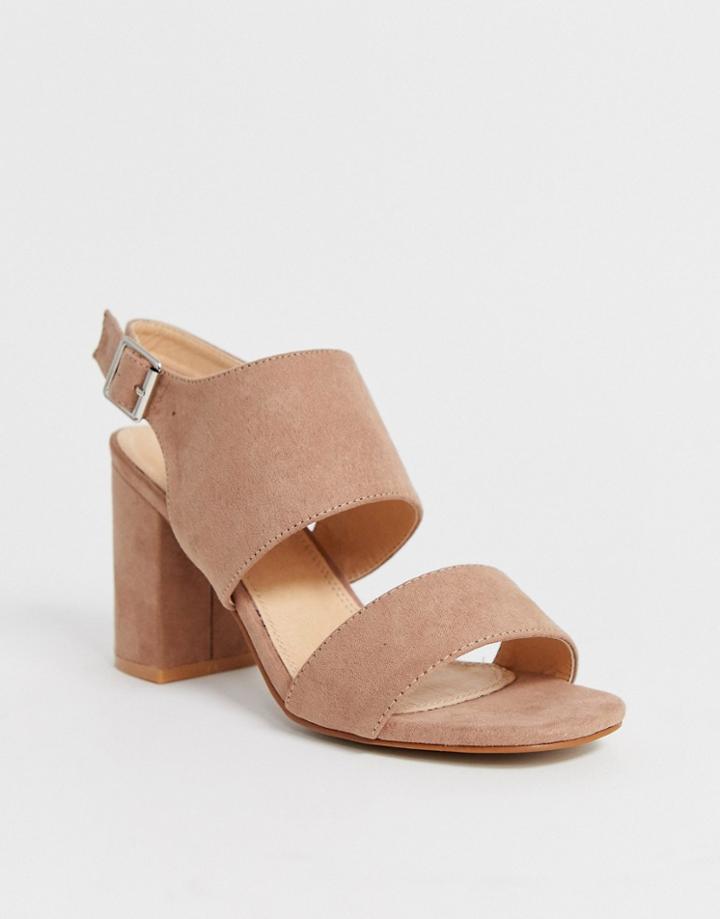 Park Lane Two Part Heeled Sandal In Taupe - Beige
