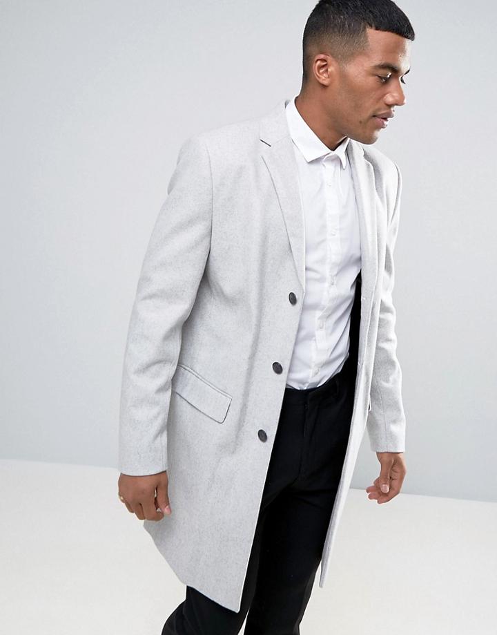 New Look Wool Overcoat In Gray - Gray