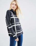 Asos Sweater In Check With High Neck - Multi