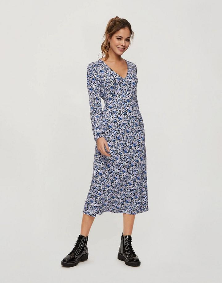 Miss Selfridge Midi Dress In Purple Floral