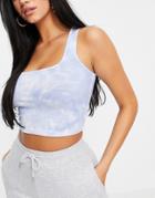 Asos Design Hourglass Square Neck Tank In Blue Tie-dye-purple