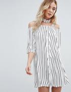 Daisy Street Striped Cold Shoulder Shift Dress - Multi