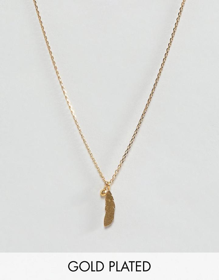 Dogeared Gold Plated Light As A Feather Pendant With Sparkle Necklace - Gold