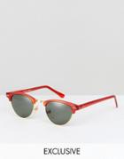 Reclaimed Vintage Inspired Retro Sunglasses In Red - Red