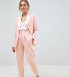 Asos Design Petite Tailored Contrast Satin Tapered Pants - Pink