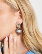 Topshop Pave Heart Eye Drop Earrings In Gold