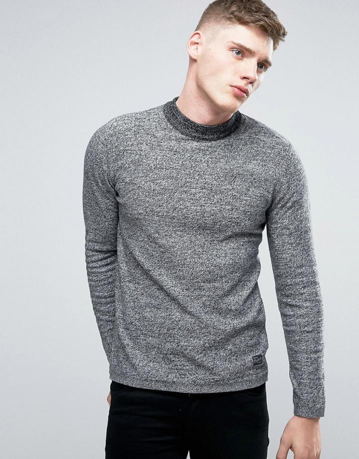 Jack & Jones Originals Sweater With High Neck In Melange - Black