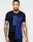 Diesel T-shirt T-luke Crewneck Contrast Box Panels In Navy - Navy