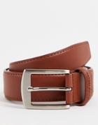 Gianni Feraud Real Leather Grain Effect Belt In Tan-brown