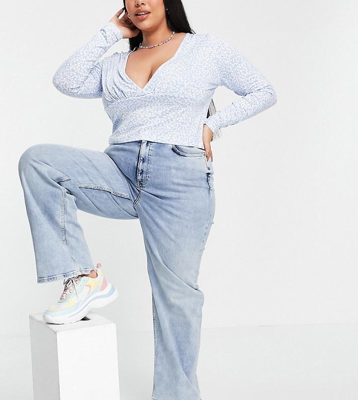 New Look Curve Baggy Jean In Blue-blues