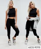 Asos Design Petite 2 Pack High Waisted Leggings In Black - Black