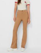 Stradivarius Str Tailored Flare Pants With Split Hem Detail In Beige-neutral