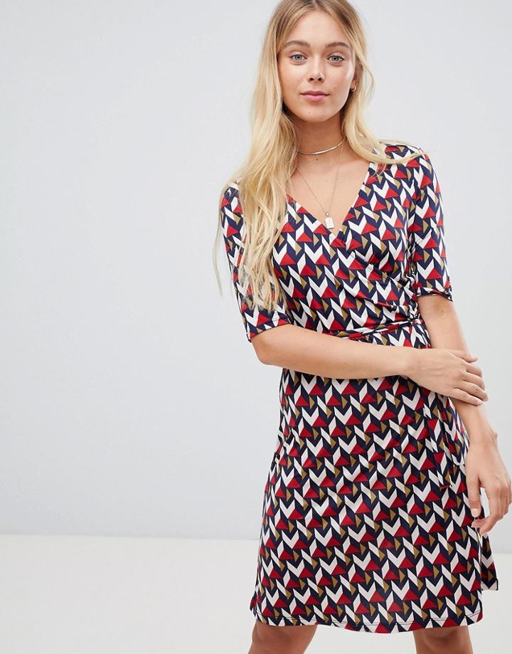 Gilli Printed Midi Dress With 3/4 Sleeve - Red