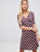 Gilli Printed Midi Dress With 3/4 Sleeve - Red