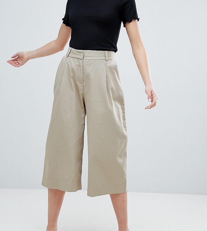 Monki Cropped Wide Leg Pants In Beige