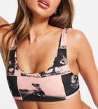 Collusion Recycled Bikini Top In Reversible Checkerboard Print-multi