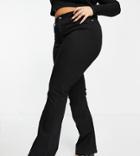 Asos Design Curve Hourglass High Rise 'lift And Contour' Flare Jeans In Black