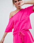 Asos Design Lounge Raw Edge Short Sleeve Sweat - Pink