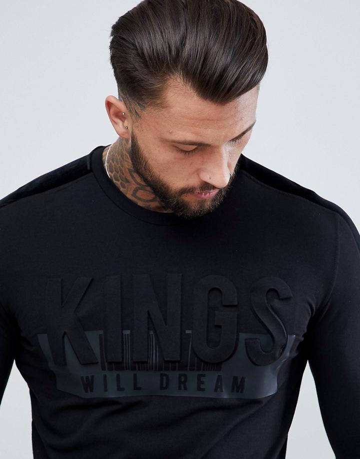 Kings Will Dream Long Sleeve T-shirt With Logo Print - Black