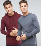 Asos Muscle Sweatshirt With Side Zips And Hoodie Multipack Save - Multi