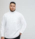 Noak Plus Slim Half Placket Grandad Shirt - White