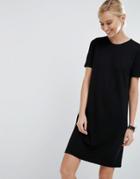 Asos Shift Dress In Ponte With Short Sleeves - Black