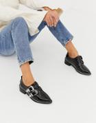 Asos Design Moma Western Pointed Flat Shoes - Black