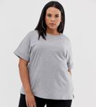 Asos Design Curve Oversized Boyfriend T-shirt With Roll Sleeve In White