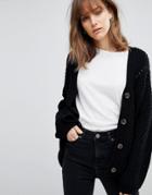 Asos Cardigan In Chunky Oversized Fit - Black