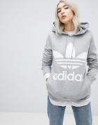 Adidas Originals Adicolor Trefoil Hoodie In Gray - Gray