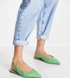 Asos Design Wide Fit Lala Pointed Slingback Flats In Green