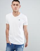 Hollister Core V-neck T-shirt Seagull Logo In White - White